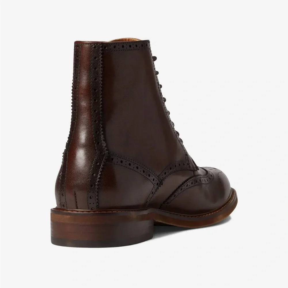 Steve Madden 9.5 D Harith Lace Up Boot Coffee Brown Leather